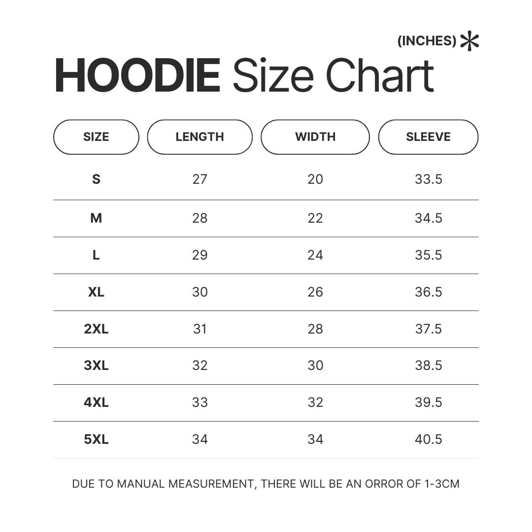 Hoodie Size Chart - Honkai: Star Rail Store