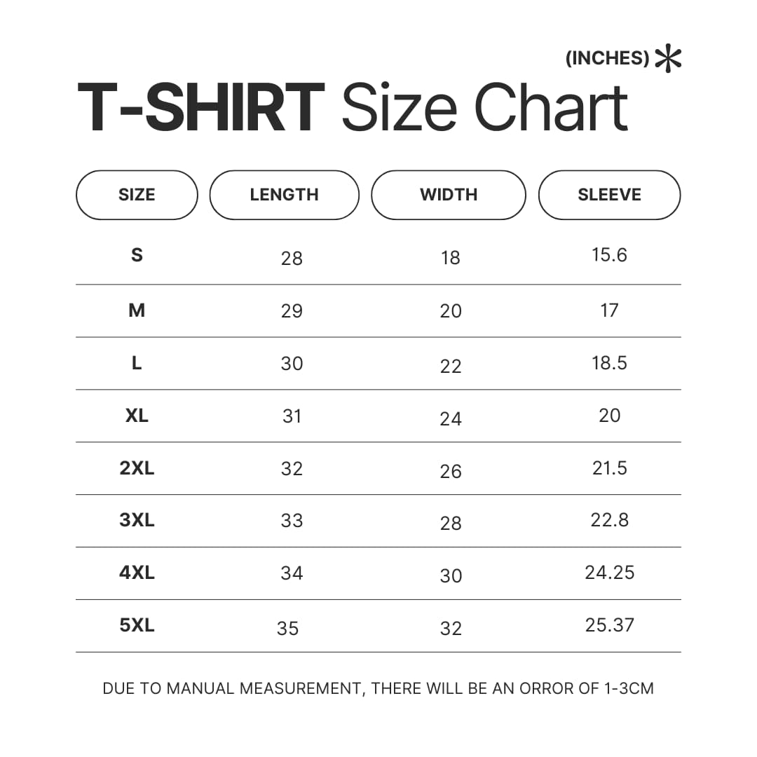 T shirt Size Chart - Honkai: Star Rail Store