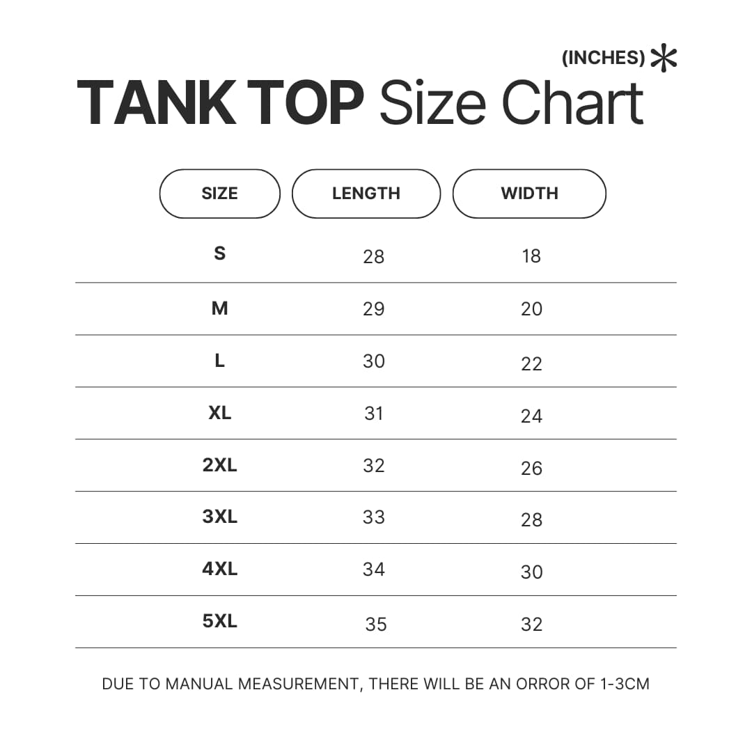 Tank Top Size Chart - Honkai: Star Rail Store